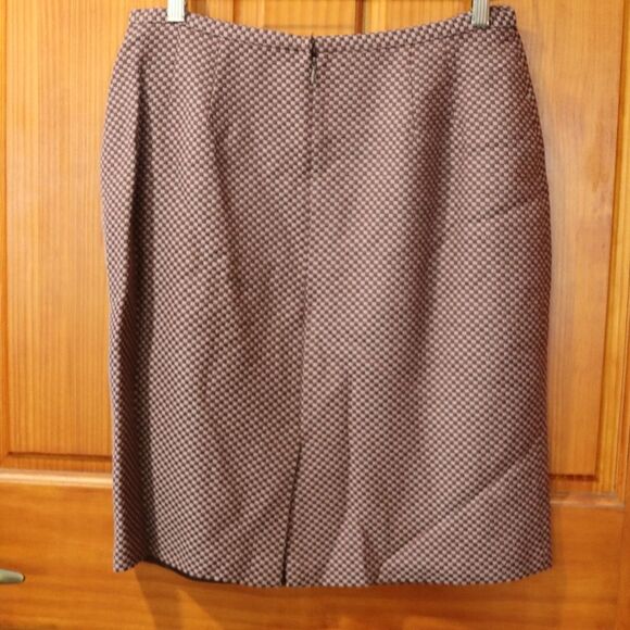 Kay Unger Brown Checkered Skirt Suit & Blazer Jacket Set 12 Vintage Chic - Picture 6 of 15